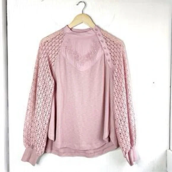 Free People Sweetest Thing Elegant Pink Lace Women's Top size small - Picture 5 of 16